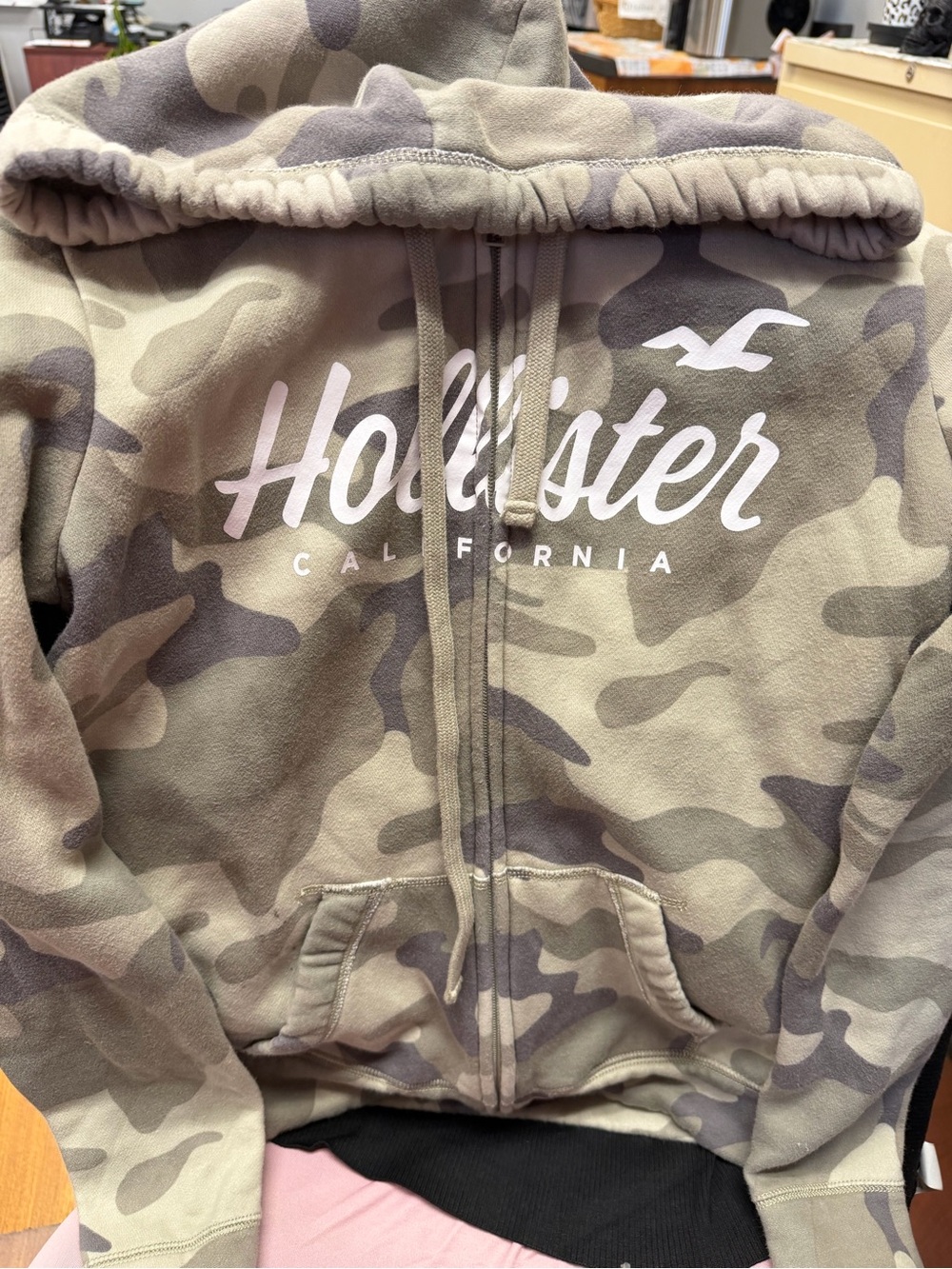 Hollister Camo Zip-Up Hoodie Jacket - Green